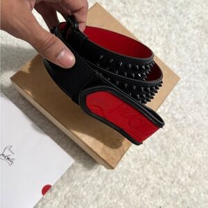 Christian Louboutin Black and Red Spiked Belt